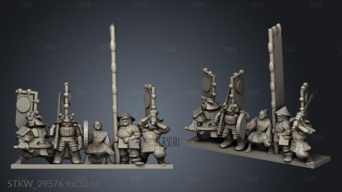 Samurai Footmen Strip stl model for CNC