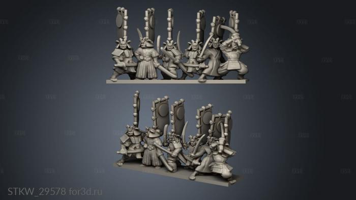 Samurai Footmen Strip stl model for CNC