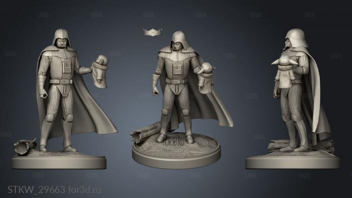 Darth Vader Diorama stl model for CNC