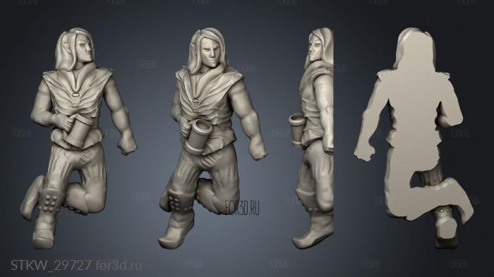 Dead Villager Male Elf with Tankard stl model for CNC