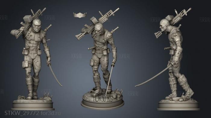 Deadpool Statue stl model for CNC