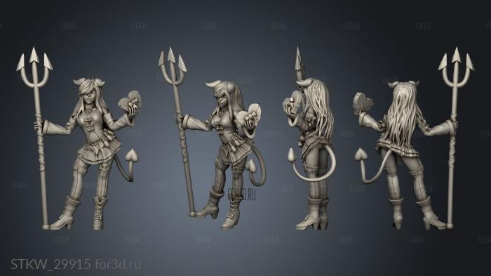 Demons demon girl stand with pitchfork 3d stl модель для ЧПУ