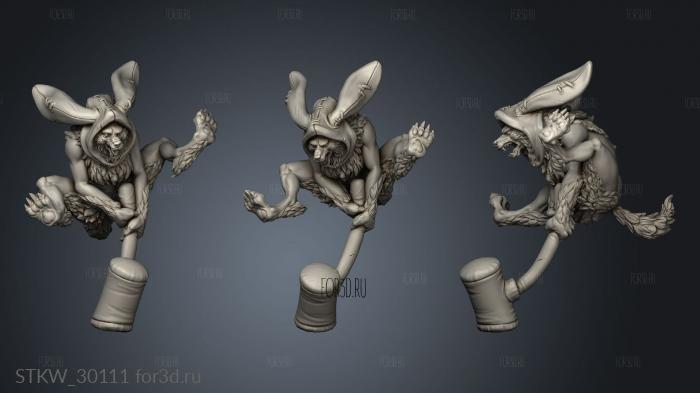 Diorama Give me the egg Werewolf bunny female stl model for CNC