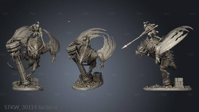 Dire Bat Rider stl model for CNC