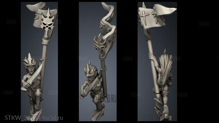 dire elf blood seeker skull banner stl model for CNC