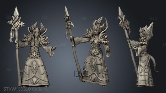 Draenei Female Mage with staff Draenei Spread stl model for CNC