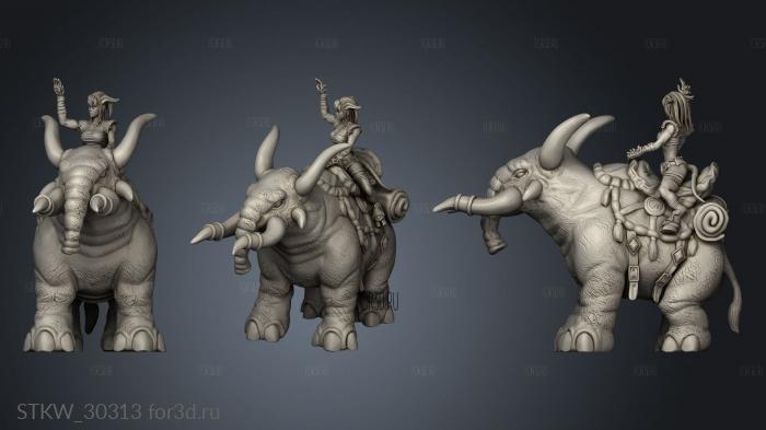 DRAENEIFEMALE Shaman on an Elekk separately Mounted stl model for CNC