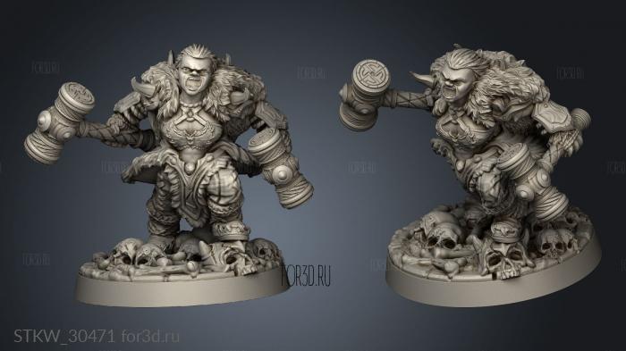 Agna the Avalanche Ironpelt Dwarf Barbarian Female stl model for CNC