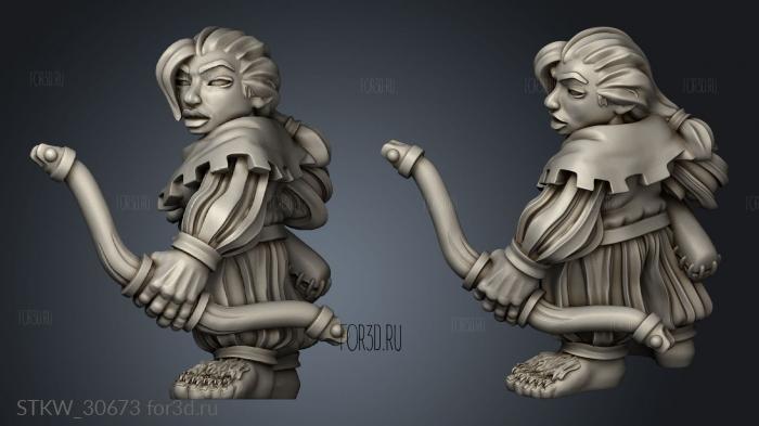 Shadow Halfling Female Bows stl model for CNC