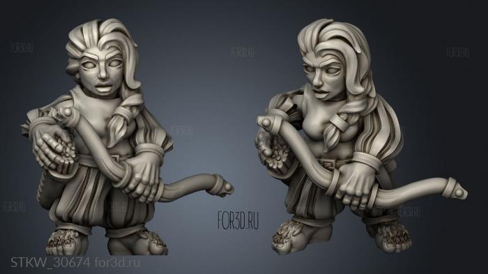 Shadow Halfling Female Bows stl model for CNC