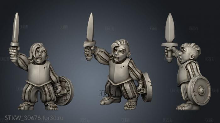 Shadow Halfling Female Swords stl model for CNC