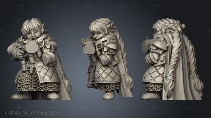 Dwarf Female Dwarven Rifle and Hield Unit stl model for CNC