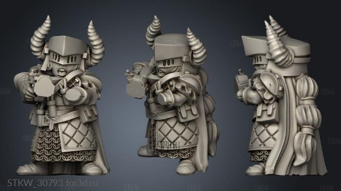 Dwarf Female Dwarven Rifle and Hield Unit stl model for CNC