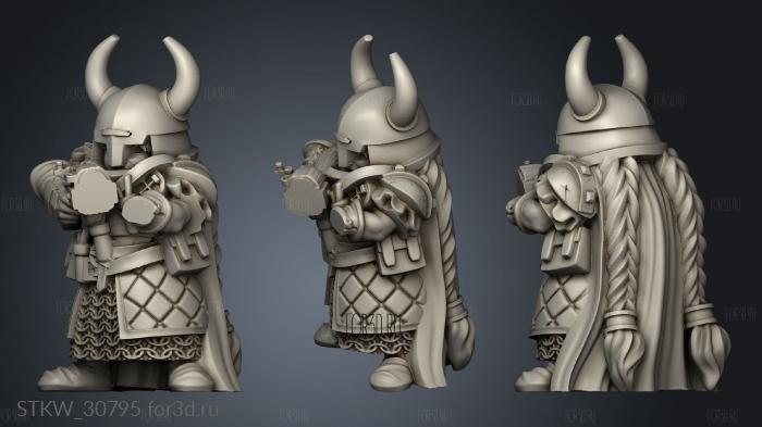 Dwarf Female Dwarven Rifle and Hield Unit stl model for CNC