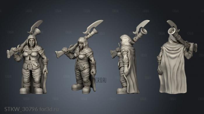 Dwarf Female Hunter stl model for CNC