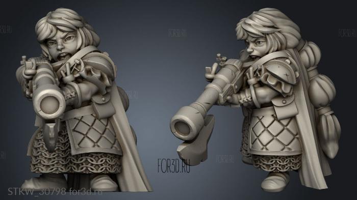 Dwarf Female Rifle Dwarven Unit stl model for CNC