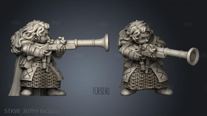 Dwarf Female Rifle Dwarven Unit stl model for CNC