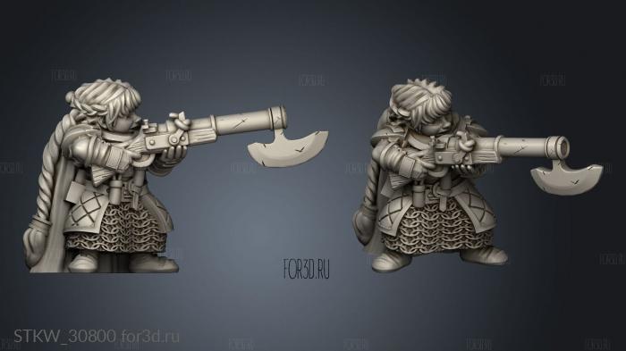 Dwarf Female Rifle Dwarven Unit stl model for CNC