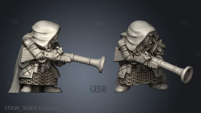 Dwarf Female Rifle Dwarven Unit stl model for CNC