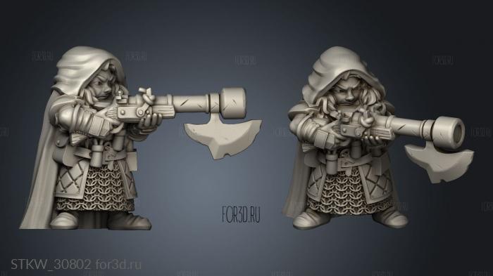 Dwarf Female Rifle Dwarven Unit stl model for CNC