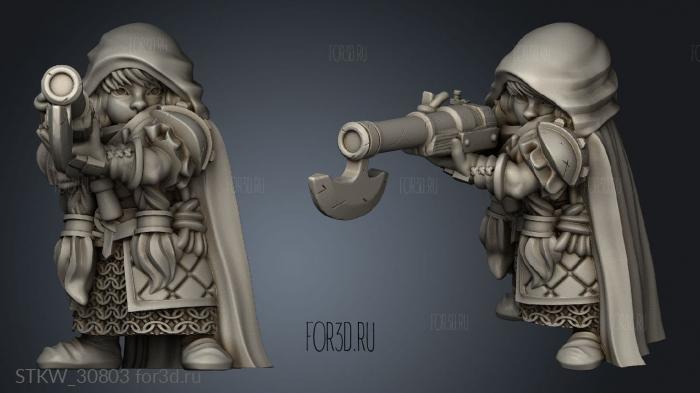 Dwarf Female Rifle Dwarven Unit stl model for CNC