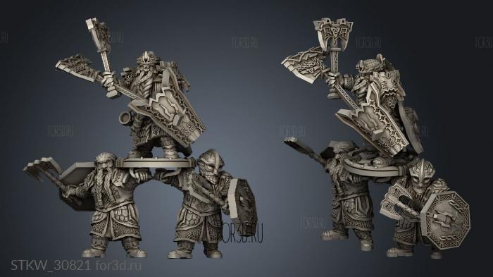 Dwarf King Shield bearers stl model for CNC