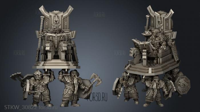 Dwarf King war throne Axe stl model for CNC