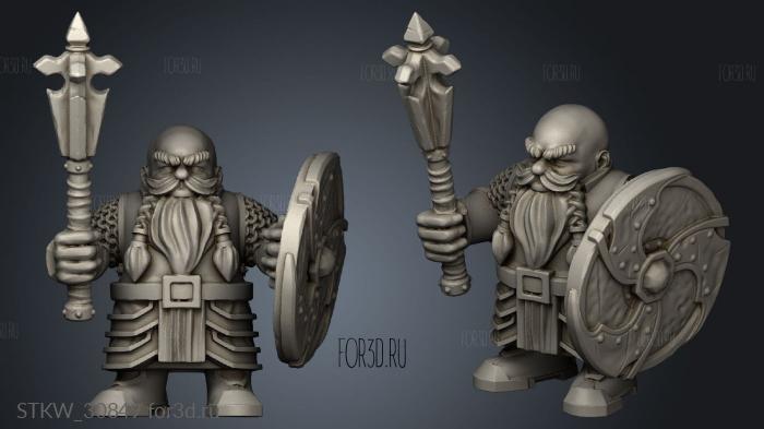 Dwarf Modular Melee Unit Mace stl model for CNC