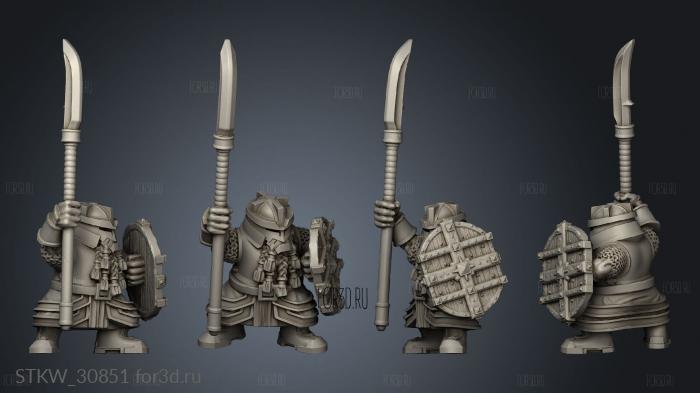 Dwarf Modular Melee Unit Spear stl model for CNC