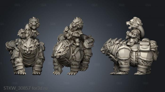 Dwarf Mounted Bear Command Rider Musician stl model for CNC