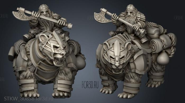 Dwarf Mounted Bear Units Rider stl model for CNC