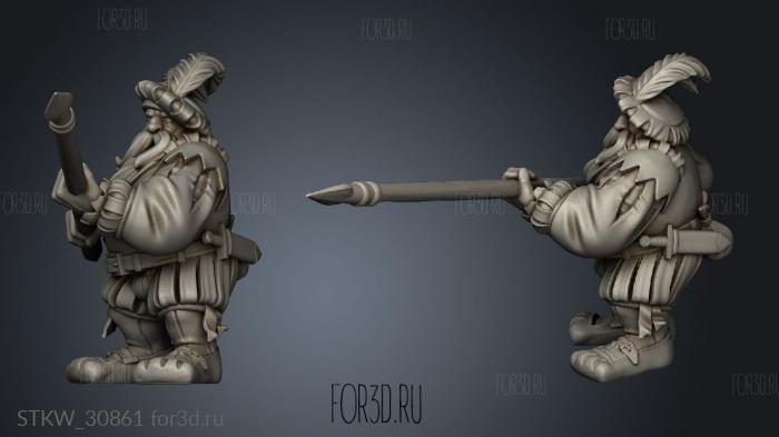 DWARF PIKEMEN THIN stl model for CNC