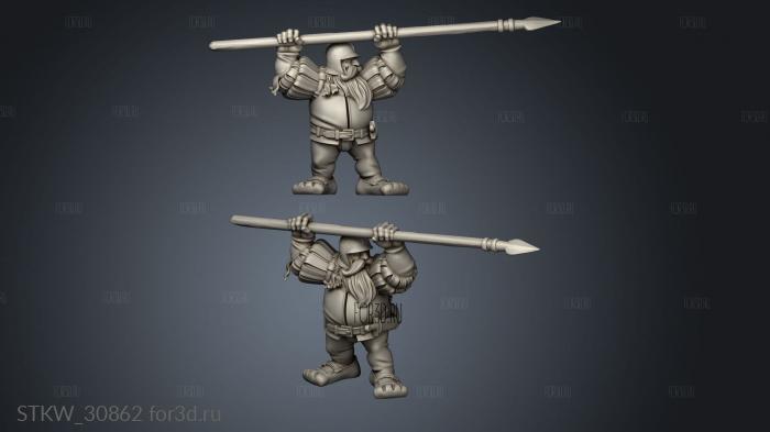 DWARF PIKEMEN THIN stl model for CNC