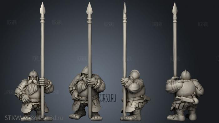 DWARF PIKEMEN THIN CAPTAIN stl model for CNC