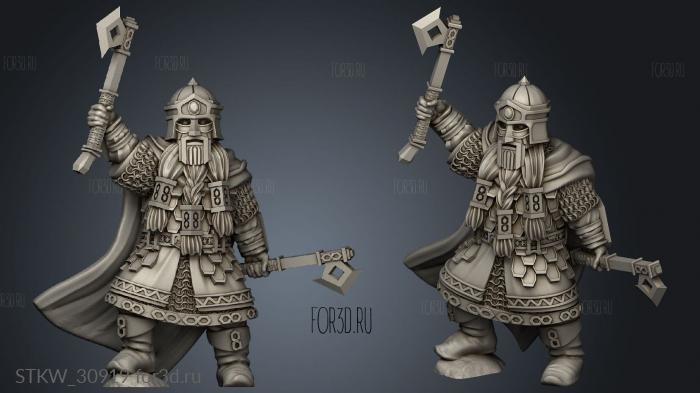 Dwarven Champion and Heralds Warriors stl model for CNC