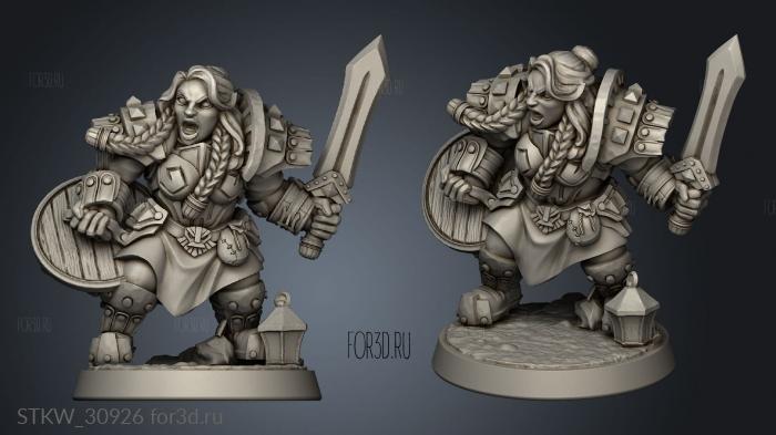 Dwarven Defenders Modular Defender Dwarf Female stl model for CNC