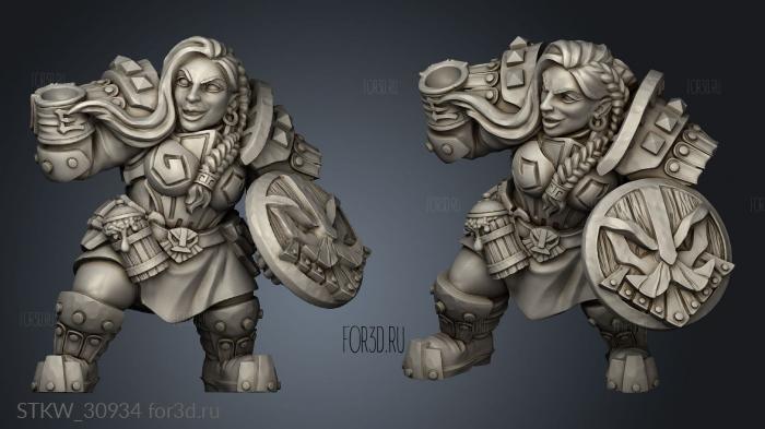 Dwarven Dwarf Defender Female stl model for CNC