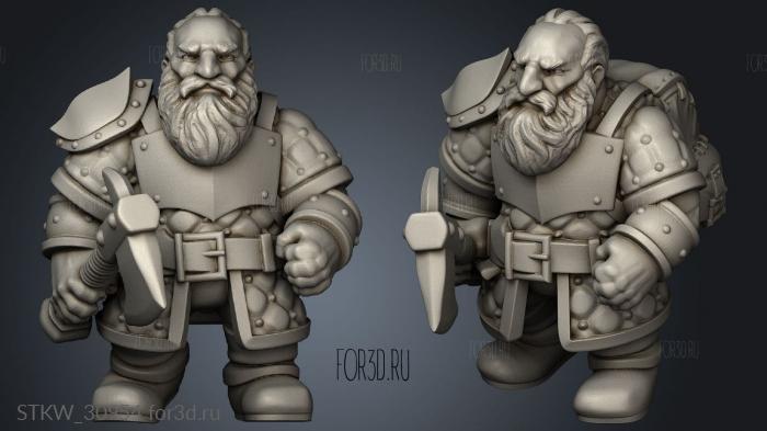 Dwarven Light Infantry stl model for CNC