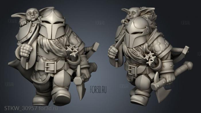 Dwarven Light Infantry With Child stl model for CNC