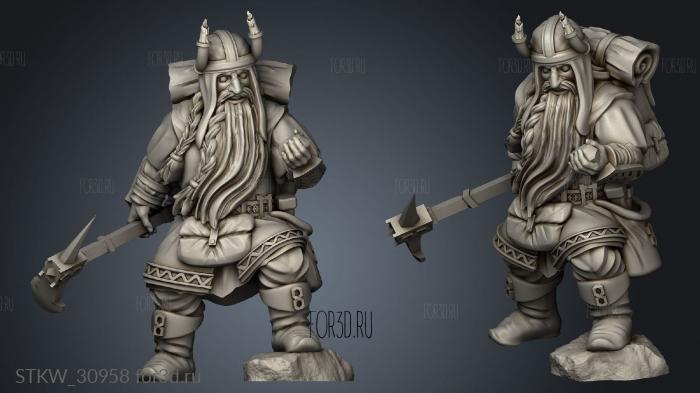 Dwarven Miners Warriors Dwarf Miner stl model for CNC