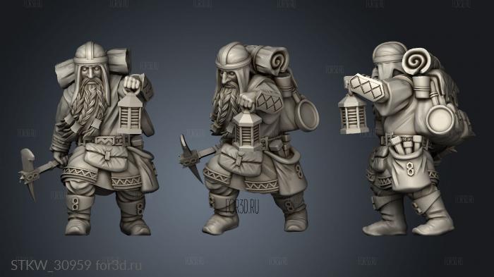 Dwarven Miners Warriors Dwarf Miner stl model for CNC