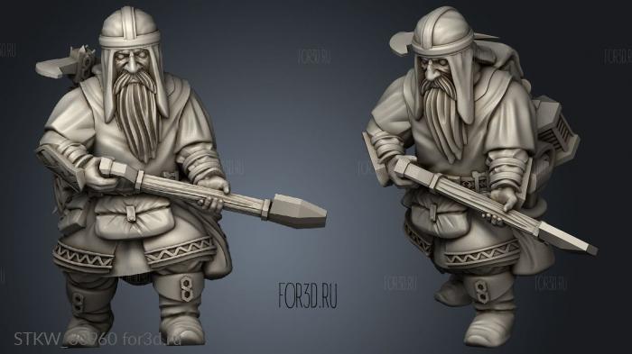 Dwarven Miners Warriors Dwarf Miner stl model for CNC