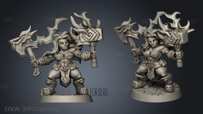 Dwarven Helga Windfury on foot stl model for CNC