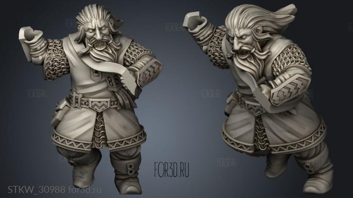 Dwarven Warriors with Shield Dwarf stl model for CNC