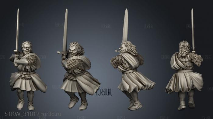 Dwarves clansmen leader stl model for CNC