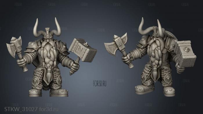 Dwarves Dwarf Paladin with weapons Weapons stl model for CNC