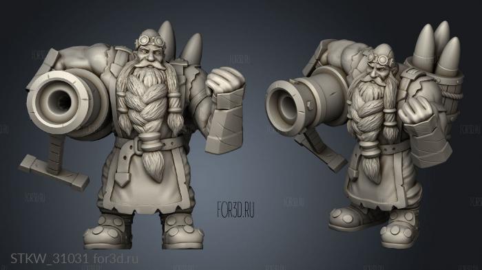 Dwarves Dwarf with Cannon Dwarf stl model for CNC