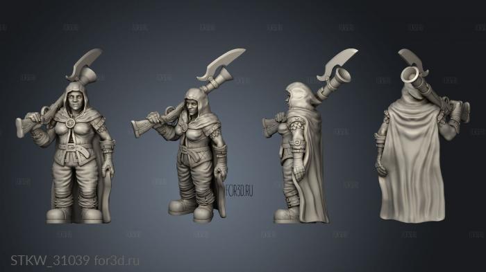 Dwarves Female Dwarf Hunter standing stl model for CNC