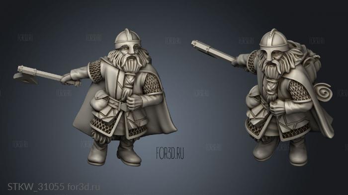 Dwarves Ranger Company Dwarf with axe and shield stl model for CNC