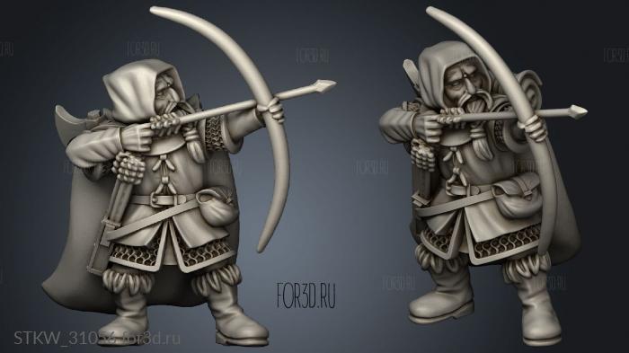 Dwarves Ranger Company Dwarf with bow stl model for CNC